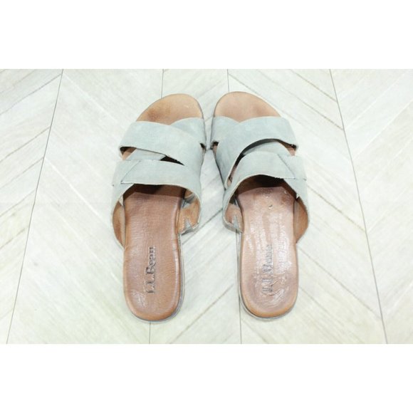 LL BEAN Lakewashed Gray Suede Strappy Slide Slip On Sandals Size 9 M - Picture 6 of 8